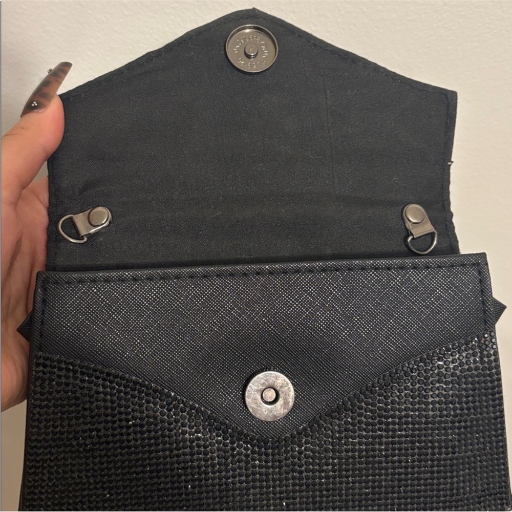bebe Sparkling Black Rhinestone Clutch - Picture 4 of 6